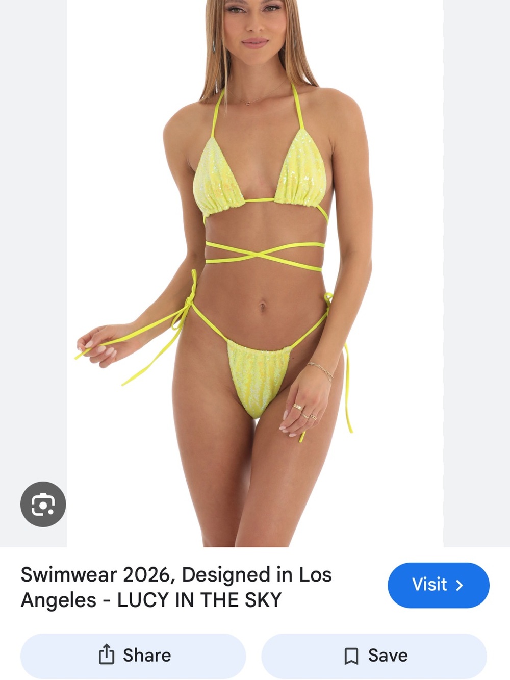 Lucy in the Sky Neon Yellow Sequin Wrap Triangle Bikini